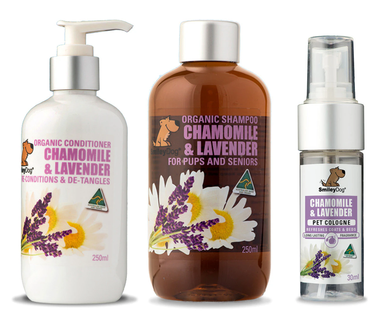 Smiley Dog Organic Chamomile & Lavender Trio Pack 250ml