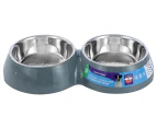 Paws & Claws 400mL Double Pet Bowl - Grey