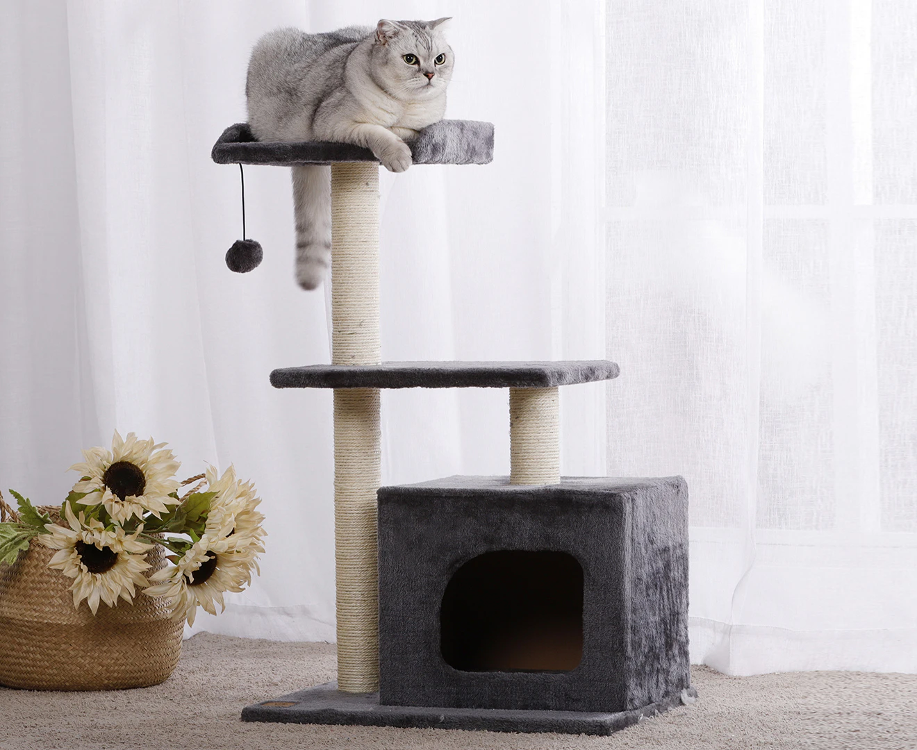 Charlie's 84cm Square House Cat Tree - Charcoal