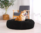 Paw Paws 80cm Large Faux Fur Donut Dog Bed - Black