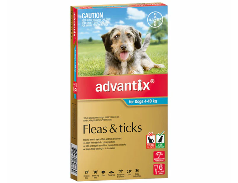Advantix Flea & Tick Treatment For Dogs 4-10kg 6pk