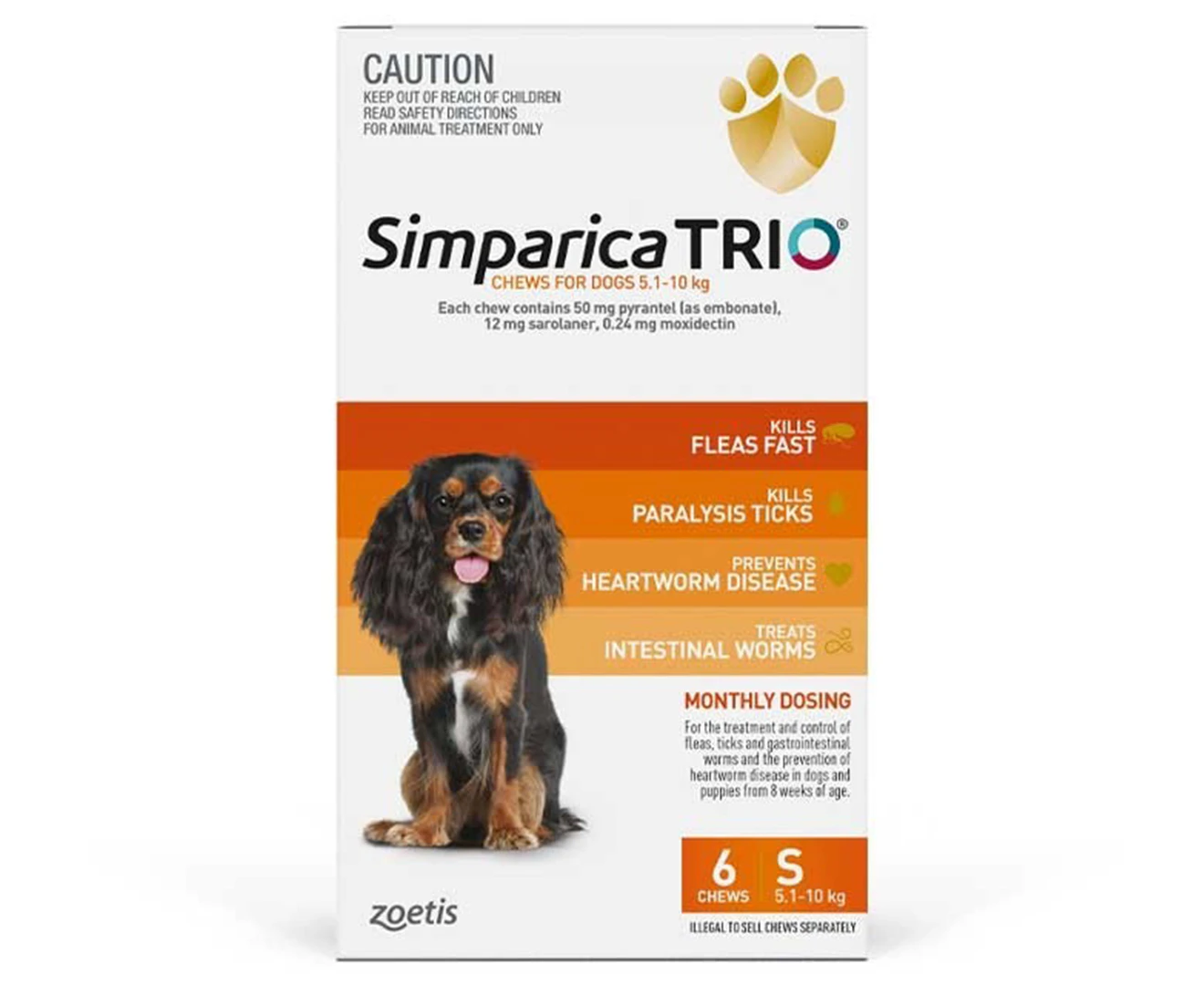 Simparica Trio Flea, Tick & Heartworm Chew for Small Dogs 5.1-10kgs - 6-Pack