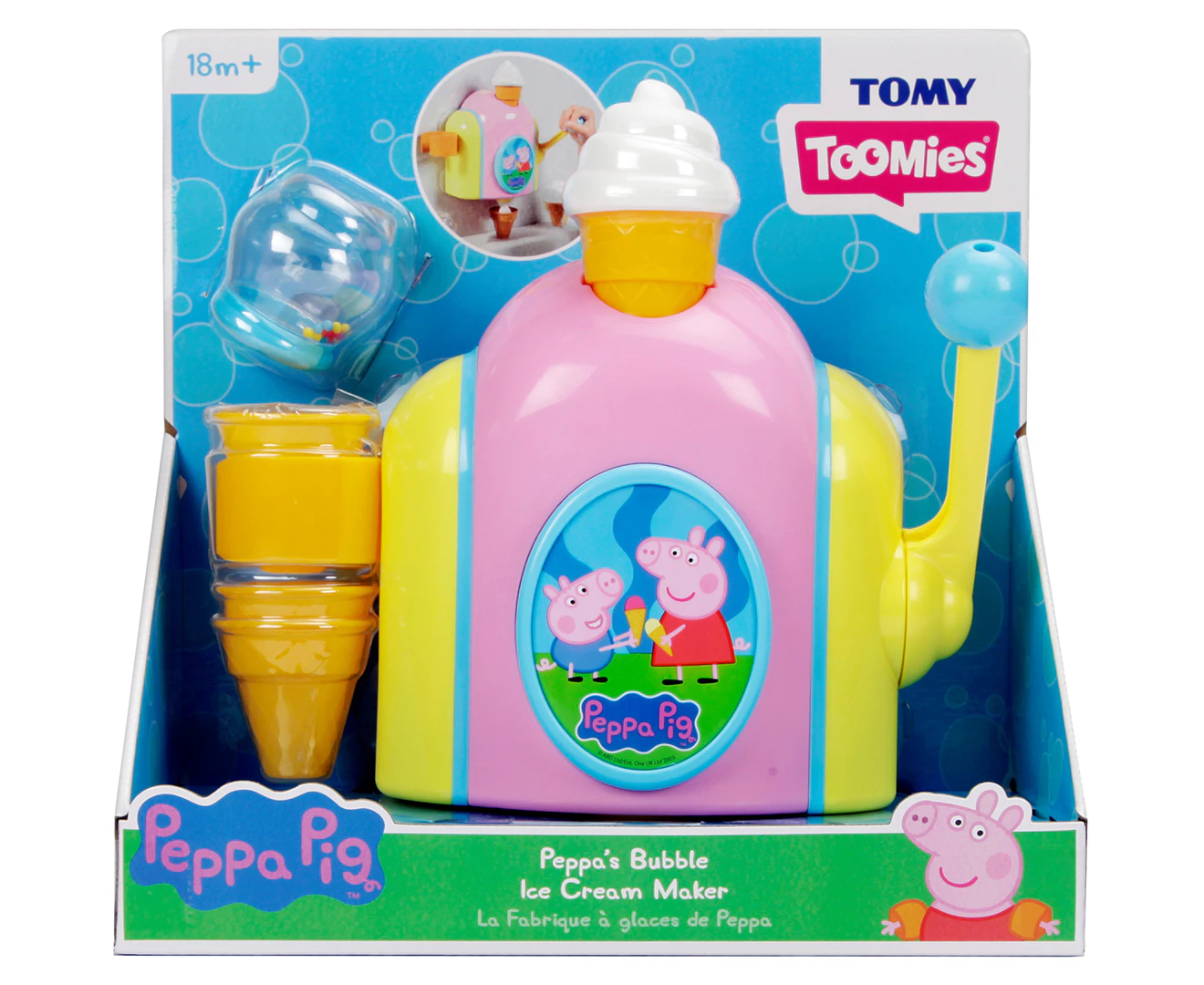 Tomy Peppa Pig Bubble Ice Cream Maker Baby/Toddler Bath Water Fun/Game Toy 18m+