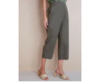NONI B - Womens Pants -  Button Detail Linen Pants - Green