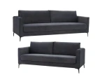 McKinley  3 + 4 Seater Sofa Set Fabric Uplholstered Lounge Couch Charcoal