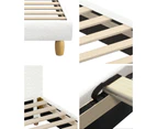 Oikiture Bed Frame Queen Size Boucle Cloud Shape Headboard Wood Slats White