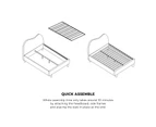 Oikiture Bed Frame Queen Size Boucle Cloud Shape Headboard Wood Slats White