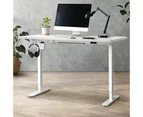 Oikiture 150CM Electric Standing Desk Single Motor White Frame White Desktop