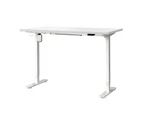 Oikiture 150CM Electric Standing Desk Single Motor White Frame White Desktop