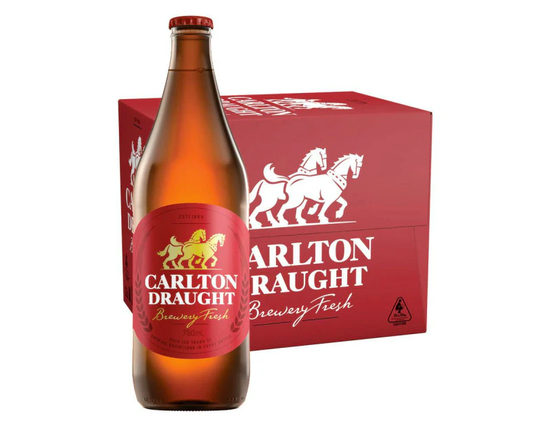Carlton Draught Longneck Beer Case 12 X 750ml Bottles