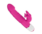 SunnyHouse Rabbit Telescopic Women Masturbator Massage Stick Vibrator Flirting Sex Toy-Rose Red