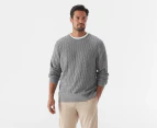 Tommy Hilfiger Men's Classic Cotton Cable Crewneck Sweater - Grey Heather