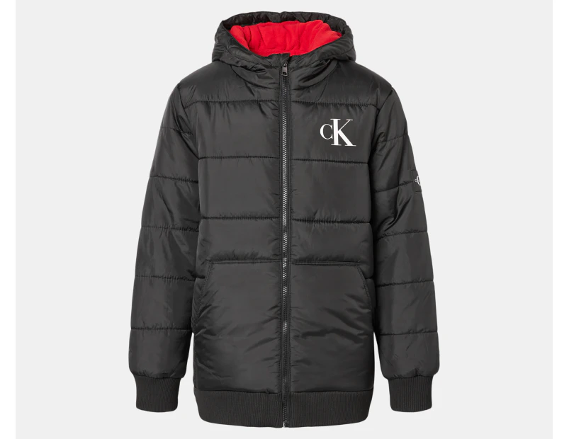 Calvin Klein Jeans Youth Boys' Ribbed Waist Puffer Jacket - Black