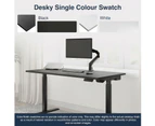 Desky Single Sit Stand Desk - White / Grey Standing Computer Desk For Home Office & Study