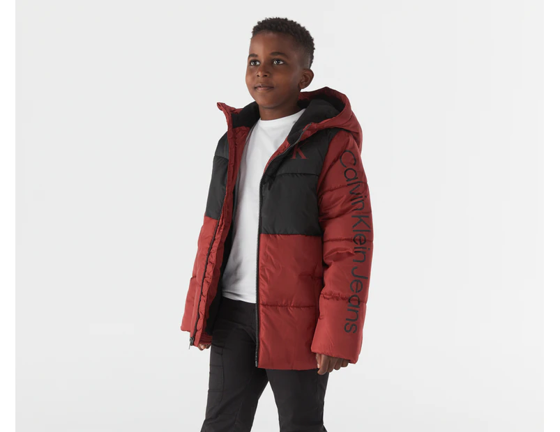 Calvin Klein Jeans Youth Boys' Colour Blocked Puffer Jacket - Red Carpet