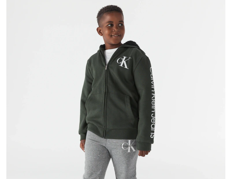 Calvin Klein Jeans Youth Boys' Sherpa Zip Hoodie - Deep Forest