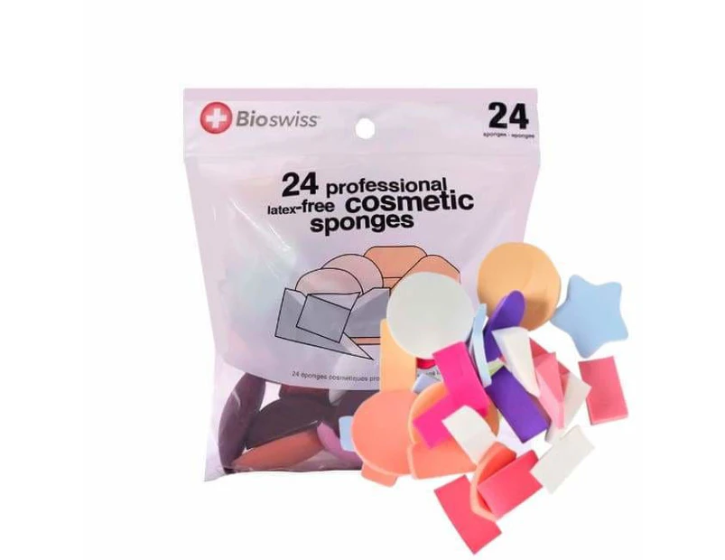 BioSwiss Professional Latex-Free Cosmetic Sponges -  Assorted 24 Pack