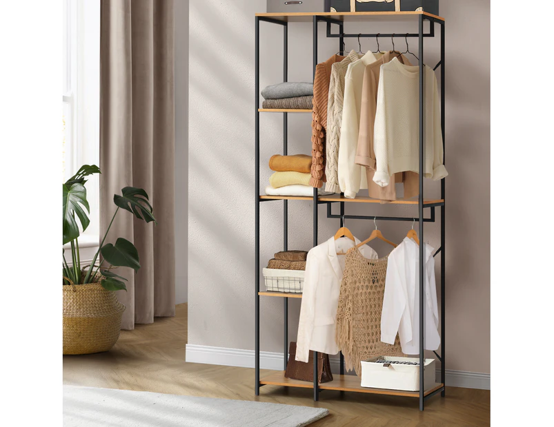 Oikiture Clothes Rack Large Open Wardrobe Garment Coat Hanging Rail 5 shelves