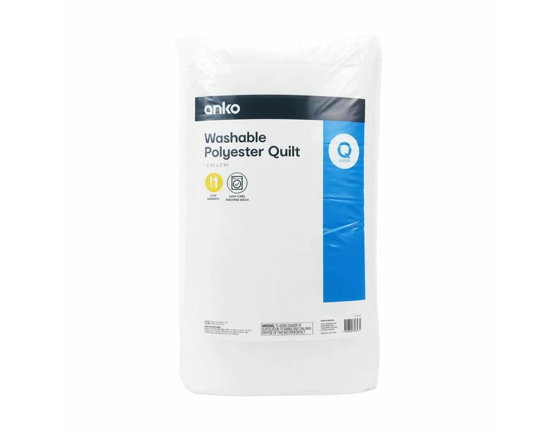 Low Warmth Quilt, Queen Bed - Anko - White