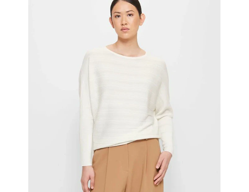 Dolman Sleeve Knit Jumper - Preview - White