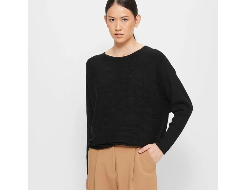 Dolman Sleeve Knit Jumper - Preview - Black