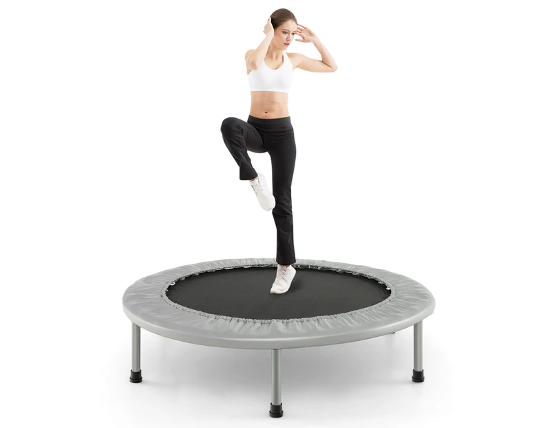 Costway 96cm Mini Trampoline Foldable Fitness Trainer Rebounder Cardio Home Exercise Silver