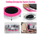 Costway 96cm Mini Trampoline Foldable Fitness Trainer Rebounder Cardio Home Exercise Pink