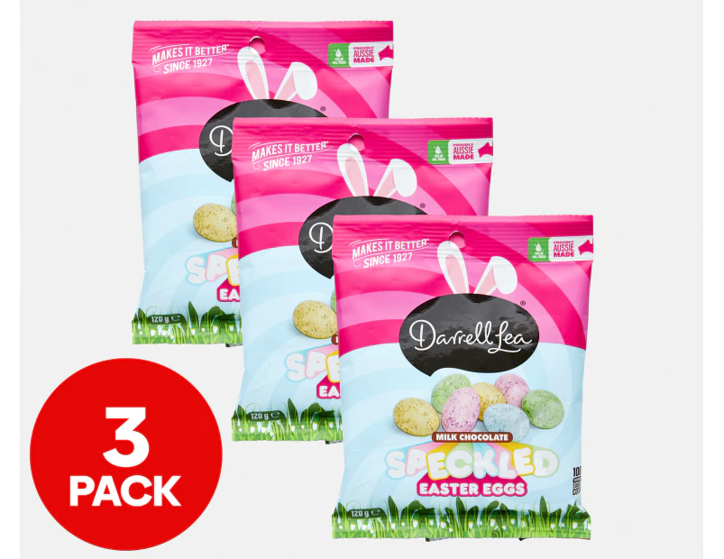 3 x Darrell Lea Milk Chocolate Speckled Easter Eggs 120g