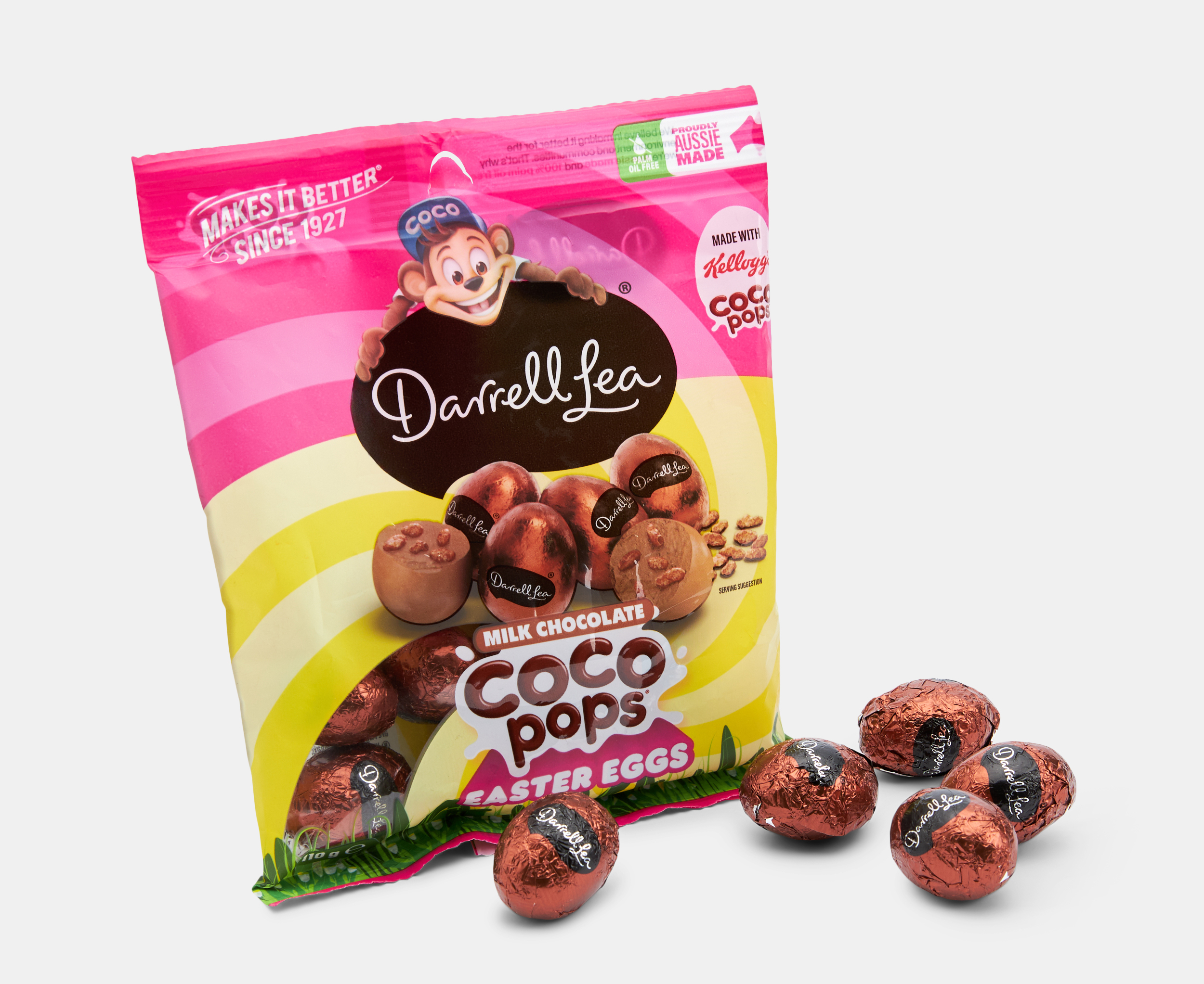 3 x Darrell Lea Milk Chocolate Coco Pops Easter Eggs 110g | Catch.com.au