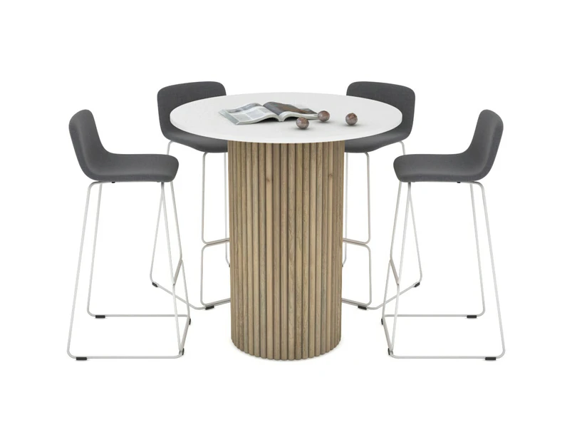 Baobab Circular Wood Base Counter Round Table [700mm] - natural leg, white