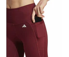 adidas Womens Optime Ribbed High Rise 7/8 Tights - Red