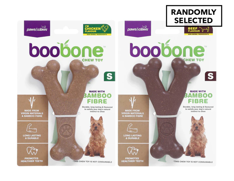 2 x Paws N Claws Small BooBone Wishbone Chew Toy - Randomly Selected