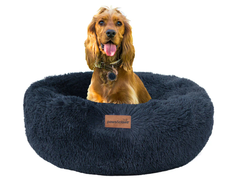 Paws & Claws 70x21cm Large Calming Plush Bed - Navy