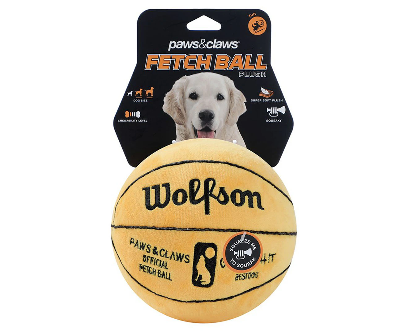 Paws & Claws 15cm Wolfson Basketball Plush Dog Toy - Yellow/Black