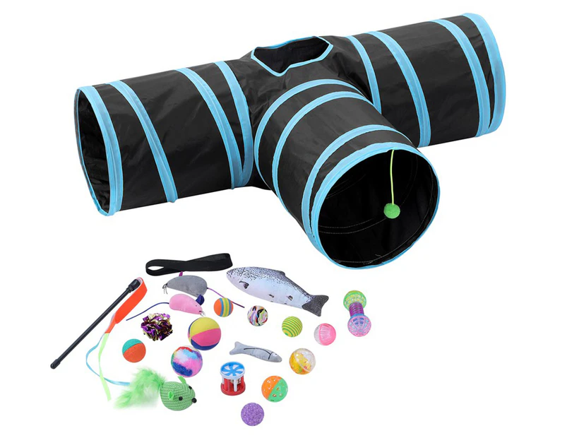 Paws & Claws Cat Tri-Tunnel & Toy Set - Multi