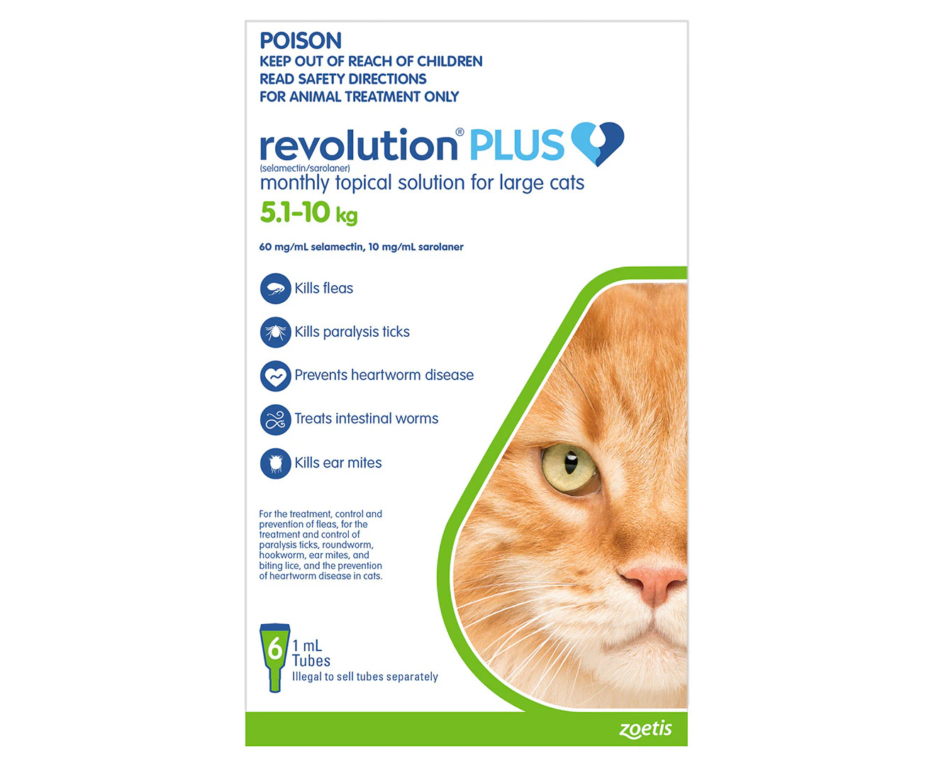 Revolution Plus For Large Cats 5.1-10kg 6pk