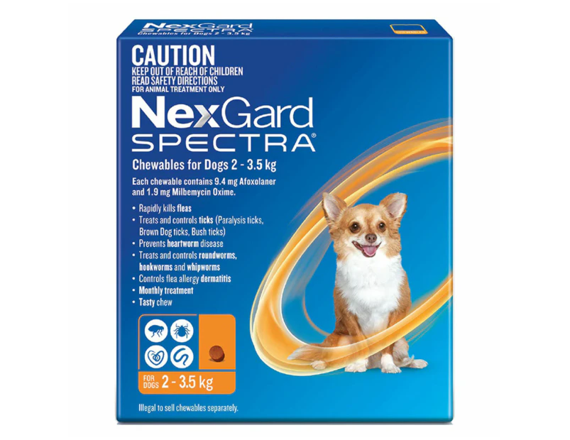NexGard Spectra Flea, Tick & Worm Chews For Dogs 2-3.5kg 6pk