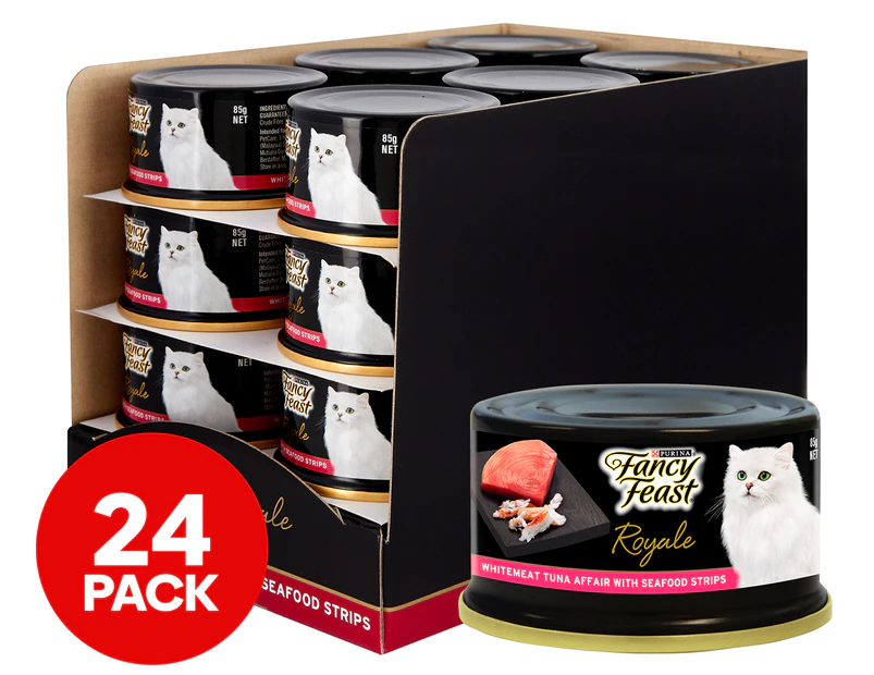 24 x Purina Fancy Feast Royale Whitemeat Tuna Affair with Seafood Strips 85g