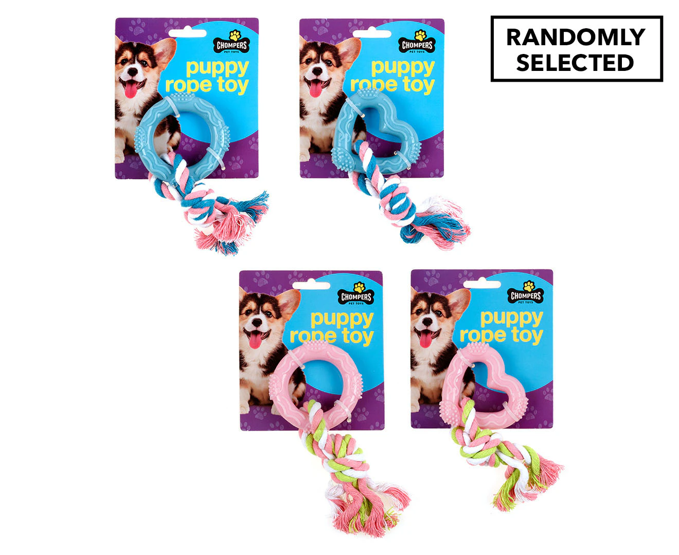 2 x Chompers Rope Puppy Toy - Randomly Selected