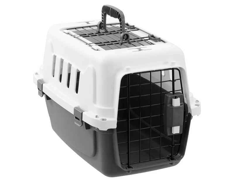 Paws & Claws Small Pet Carrier Pro w/ Metal Door - Grey/White