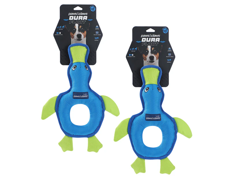 2 x Paws & Claws Dura Float Penguin Tugger Dog Toy - Green/Blue
