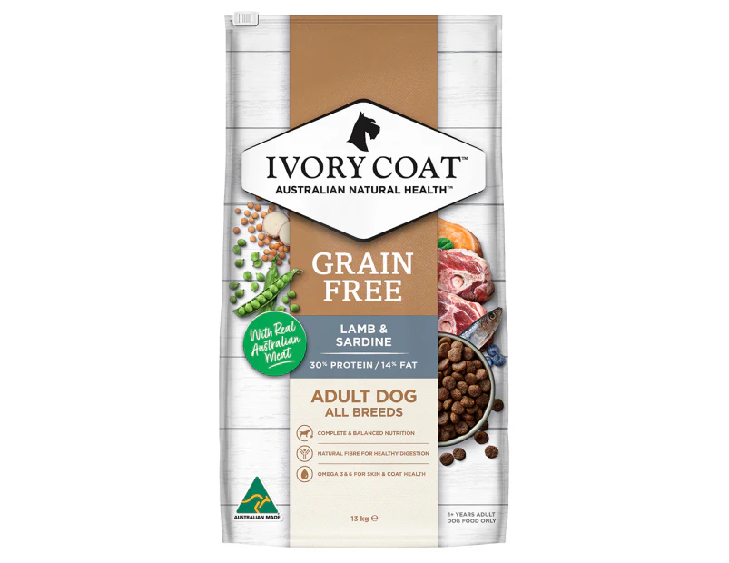 Ivory Coat Dry Adult Dog Food Lamb & Sardine 13kg