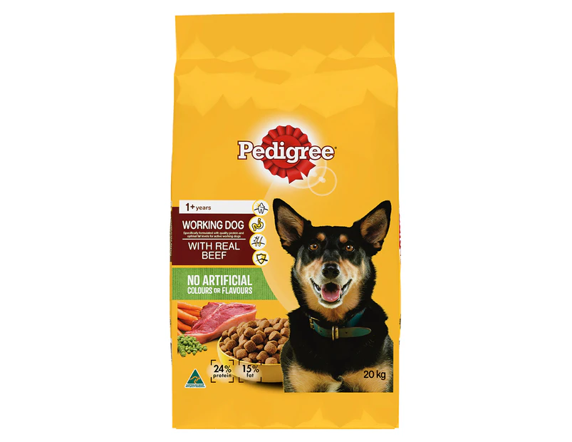 Pedigree Adult Working Dog Dry Dog Food w/ Real Beef 20kg