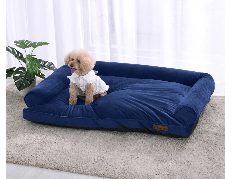 Charlie’s Ripley Corduroy Sofa Pet Bed - Navy