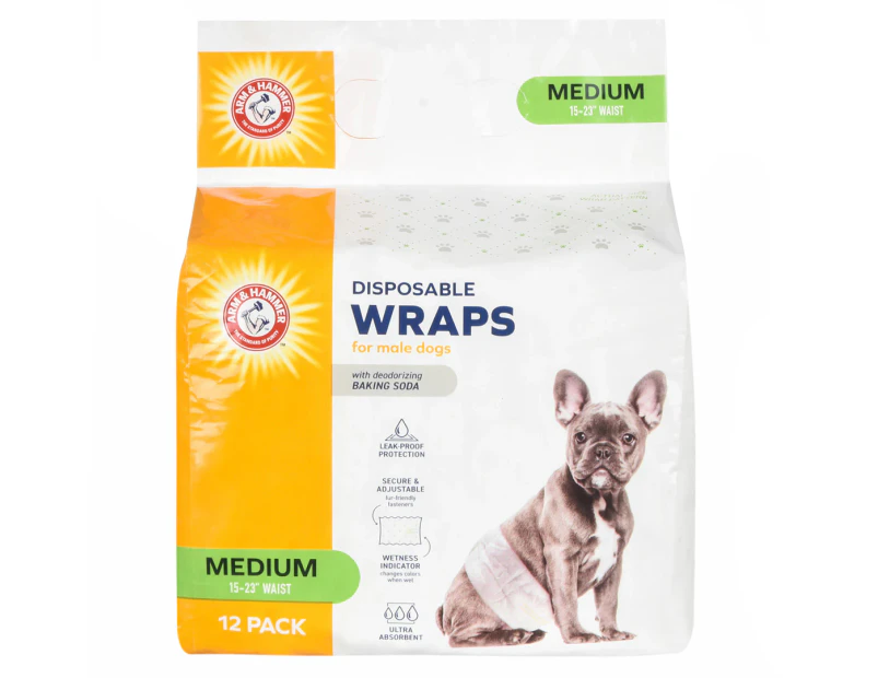 Arm & Hammer Medium Disposable Wraps for Male Dogs 12pk
