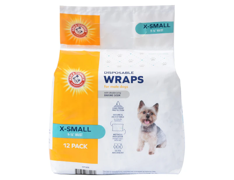 Arm & Hammer Extra Small Disposable Wraps for Male Dogs 12pk