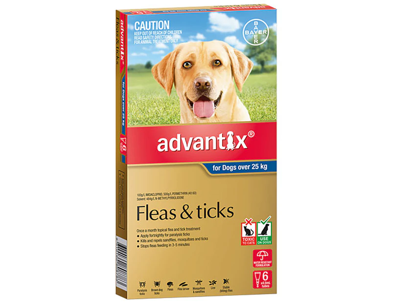 Advantix Flea & Tick Treatment For Dogs 25kg+ 6pk