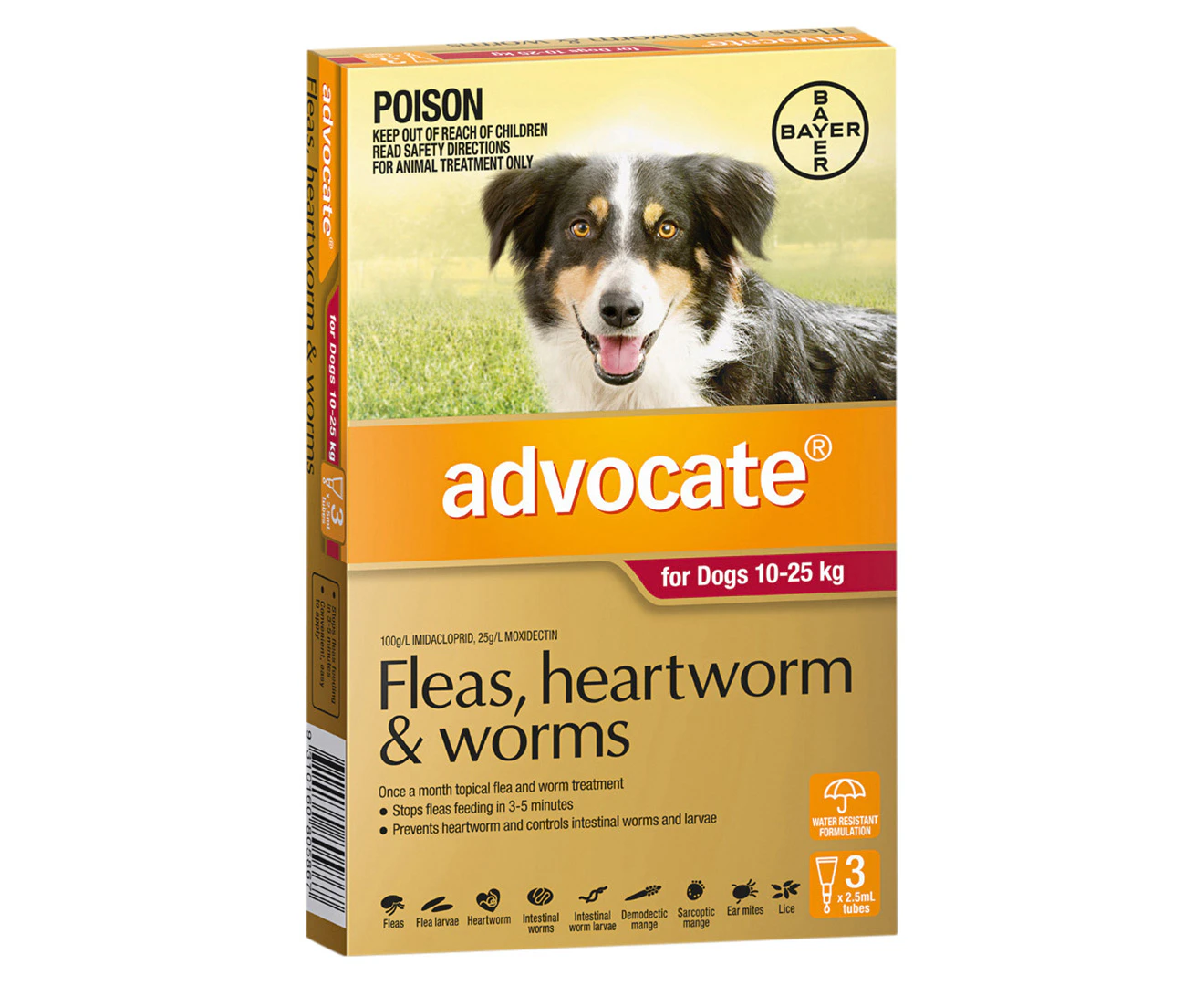 Advocate Fleas, Heartworm & Worms Treatment For Large Dogs 10-25kg 3pk