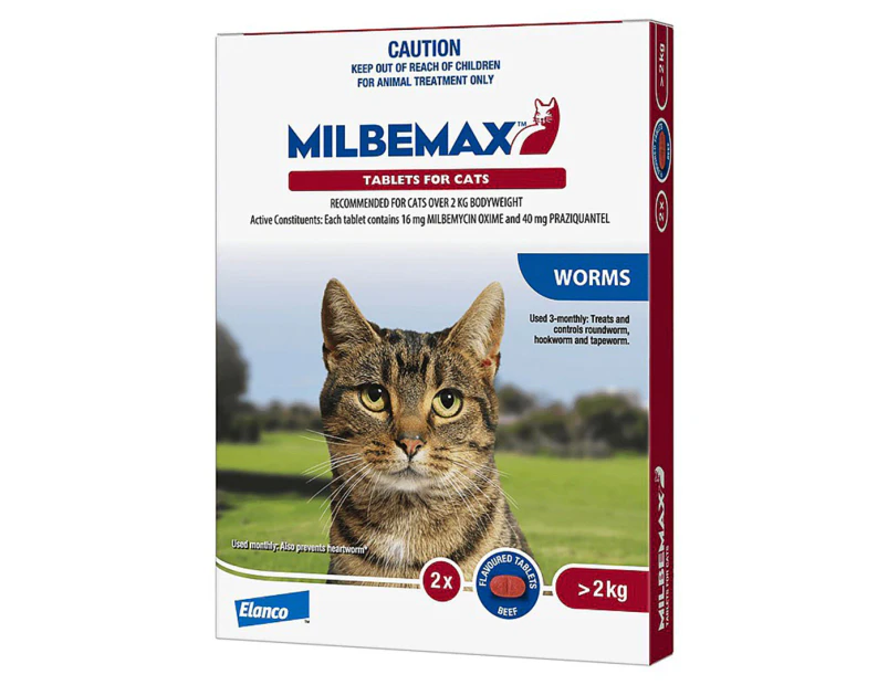 Milbemax Worms Tablets For Cats 2-8kg 2pk