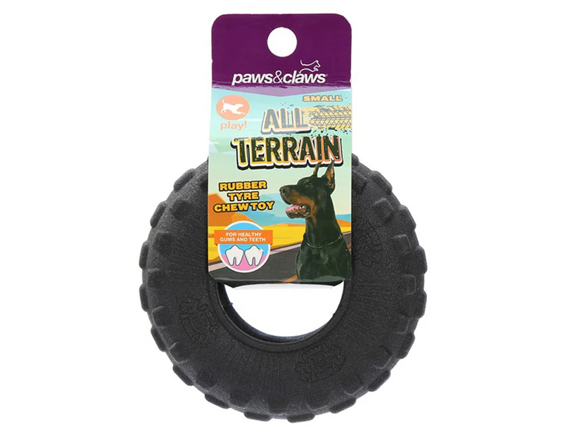 Paws & Claws Small All Terrain Rubber Tyre Chew Toy - Black